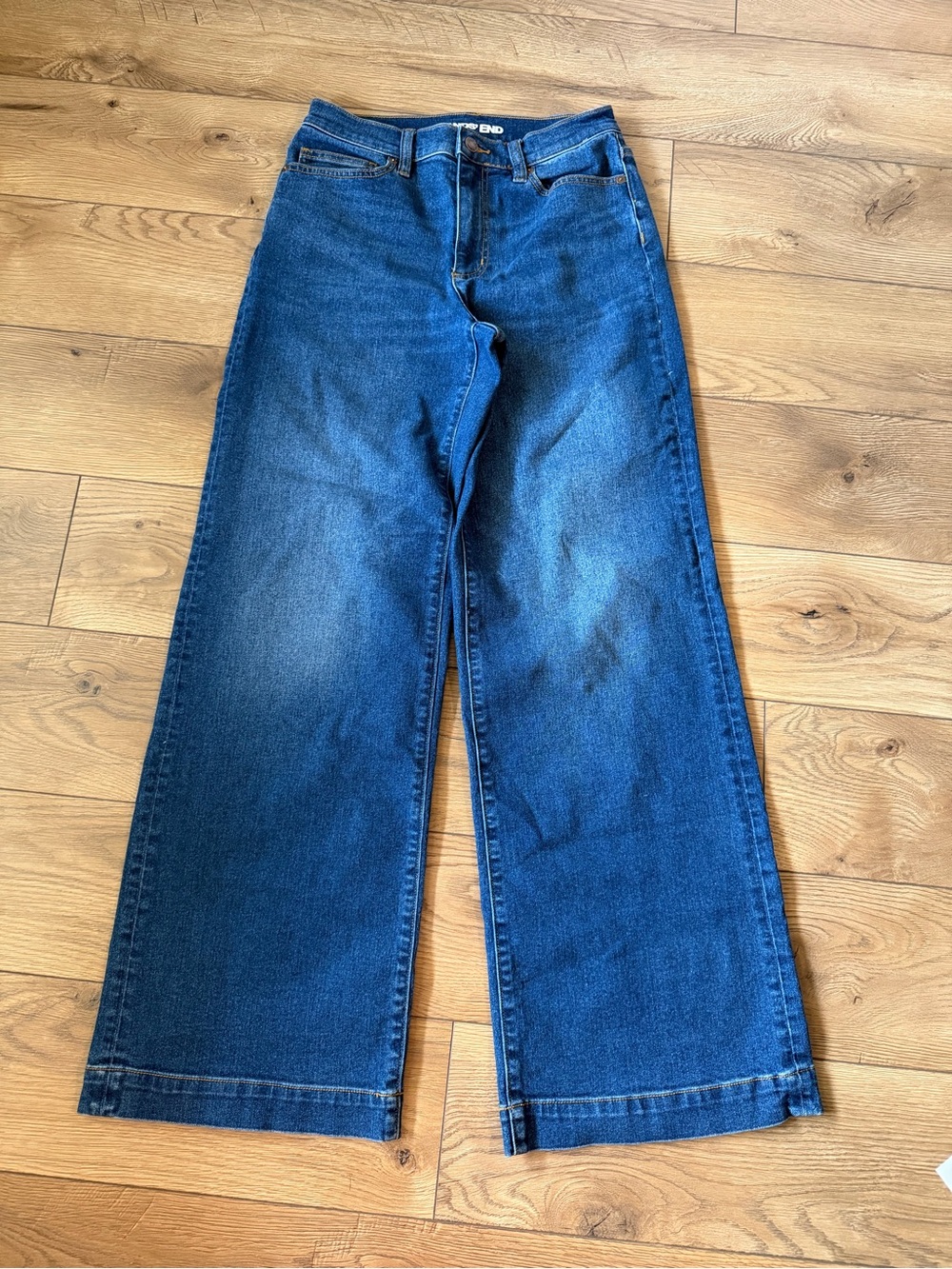 Lands' End Women's Wide Leg Denim Jeans in Blue